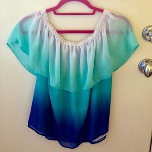 Stylus Ombré Cool Beach Vibes Shoulder Top